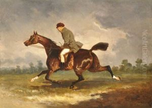 Jinete A Caballo Fondo De Paisaje by Alfred De Dreux
