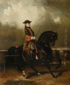 Reiter Zu Pferde In Einem Kostum Des Xviii. Jahrhunderts by Alfred De Dreux