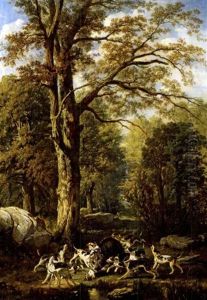 Hundemeute Im Kampf Mit Keiler by Alfred De Dreux