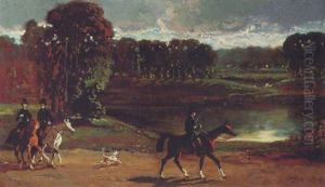 Reiter Mit Hunden by Alfred De Dreux