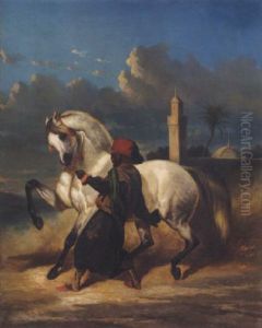 Nubier Mit Pferd by Alfred De Dreux