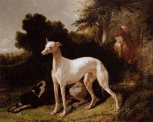 A Whippet, A Hound And A Huntsman In A Landscape