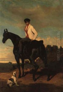 Cavalier A L'arret Et Chien