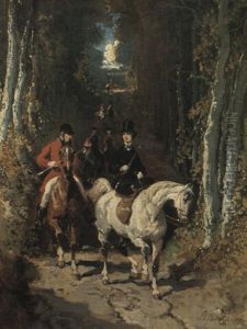 Cavaliers On A Forest Path by Alfred De Dreux