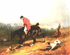 Habit Rouge Descendant Un Vallon Avec Un Chien Habit Rouge Descendant Un Vallon Avec Un Chien