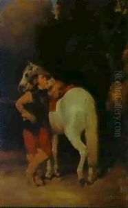 A Musketeer Beside His Horse by Alfred De Dreux