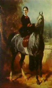 Amazone A La Natte, 1857 Portrait De Simon D'anthenaise by Alfred De Dreux