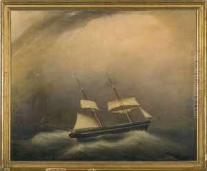 Two Brigs In A Gale by Clement Drew
