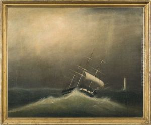 Ship In A Gale Rounding A Lighthouse