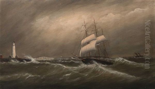 Ship In A Gale Off Boston Light - view 1