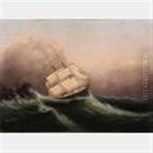 Sailing Ship Being Driven Onto Rocks By A Gale by Clement Drew