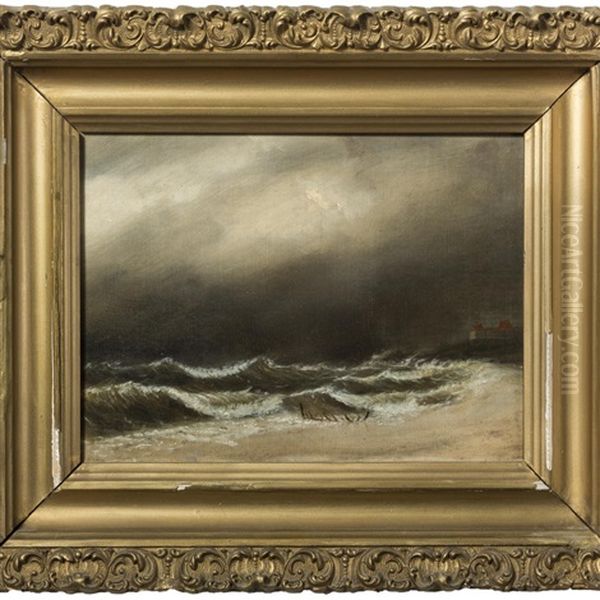 Nantasket Beach In A Northeast Gale, The Atlantic House In The Distance - view 1