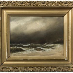 Nantasket Beach In A Northeast Gale, The Atlantic House In The Distance by Clement Drew