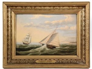 Schooner Approaching A Barque Off The Cape Ann Lights