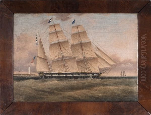 American Ship Passing A Lighthouse - view 1