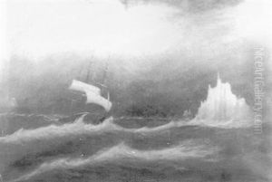 An American Ship Approaching An Iceberg