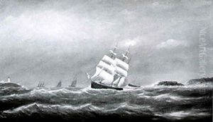 Entrance To Gloucester Harbor, Gale Coming On, "norman's Woe" On The Right, Eastern Point Light by Clement Drew