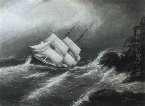 Ship Off A Rocky Coast - view 1