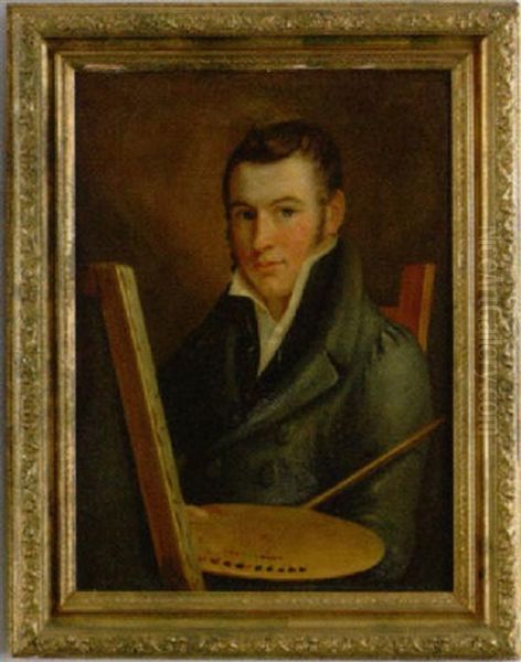 Self Portrait Of The Artist Sitting At An Easel With A Canvas And His Palette - view 1