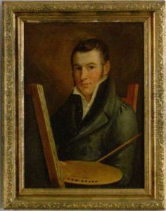 Self Portrait Of The Artist Sitting At An Easel With A Canvas And His Palette by Francis Martin Drexel