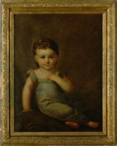 Portrait Of Mary Johanna Drexel As A Child Sitting Atop A Feathery Pillow by Francis Martin Drexel