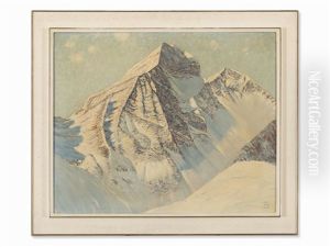 Mountain View In Engadin Valley by Johann-Georg Dreydorff