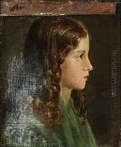 Profile Portrait Of Magdalene Barbara Bruun (on 3 Pieces Of Canvas Laid On Canvas)