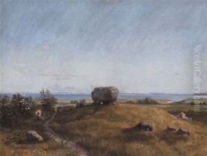 En Kaempehoi Paa Brandsoe, I Baggrunden Aarosund by Dankvart Dreyer