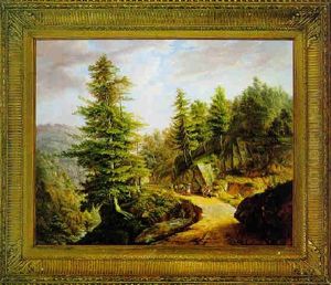 Bewaldete Gebirgslandschaft by Frederik Hendrik Cornelis Drieling