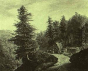 Figures Along A Mountain Path