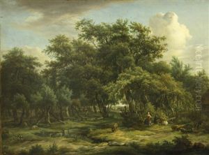 Figures And Cattle In A Pastoral Landscape Figures And Cattle In A Pastoral Landscape
