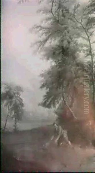 A Boy Snaring Birds At The Edge Of A Wood - view 1