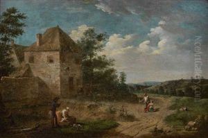Ramasseuse De Fagots Devant Une Chaumiere by Martin Droelling