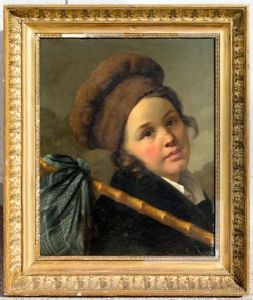 Portrait De Mademoiselle De Saint Aubin En Petit Savoyard by Martin Droelling