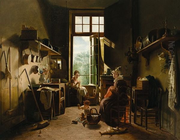Mutter Mit Zwei Kindern In Der Kuche - view 1