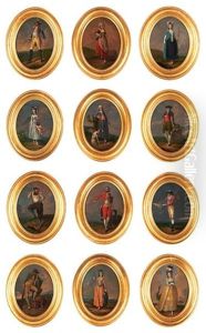 Dieux De L'olympe En Costumes Du Xviiie Siecle (suite Of 12 Works)