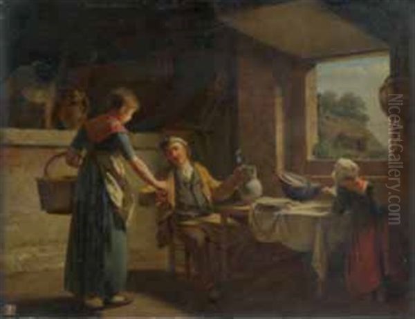 Scene D'interieur Ou Le Verre De Vin - view 1