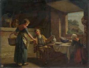 Scene D'interieur Ou Le Verre De Vin by Martin Droelling