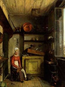Jeune Femme Dans Un Interieur De Cuisine by Martin Droelling