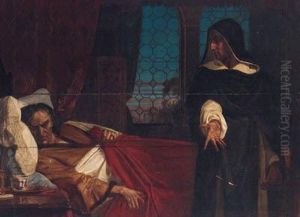A Cloaked Figure Before The Bed Of An Anguished Man by Edward Armitage