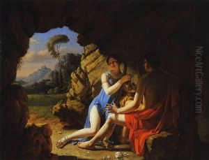 Sapho Et Phaon Chantant Leur Amour Dans Une Grotte by Martin Droelling