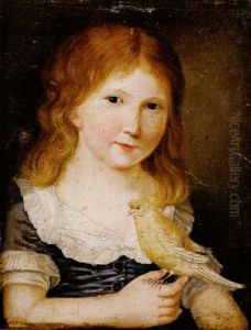 Portrait Of A Young Boy Holding A Canary