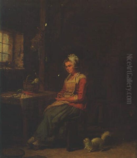 A Maid Seated By A Window In A Kitchen - view 1
