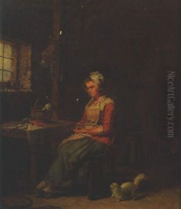 A Maid Seated By A Window In A Kitchen