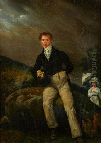 Portrait D"un Dandy Sur Un Fond De Paysage - view 1