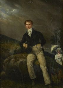Portrait D'un Dandy Sur Un Fond De Paysage