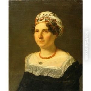 Portrait Of A Lady In A Flowered Cap