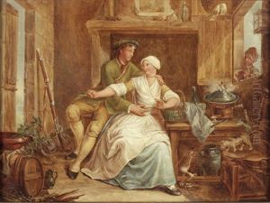 Kucheninterieur Mit Magd Und Jager