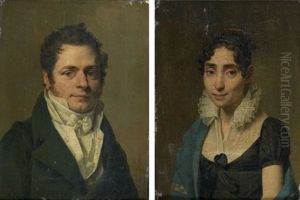 Portrait De Femme (+ Portrait D'homme; Pair) by Michel Martin Drolling
