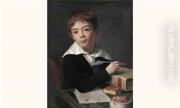 Portrait D'un Jeune Garcon A Son Bureau - view 1